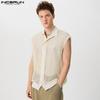 INCERUN Men Summer V Neck Sleeveless Hollow Tank Tops See Through Mesh Vest