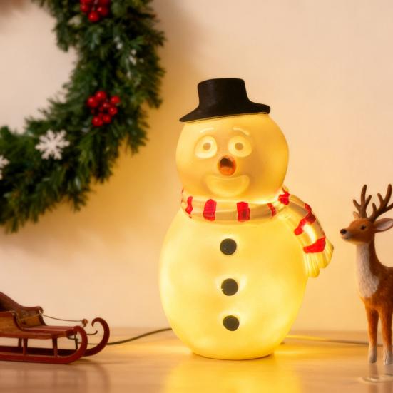 USB Powered Snowman Night Light Cute Christmas Desk Lamp with Warm Glow Holiday Decor for Office Bedroom