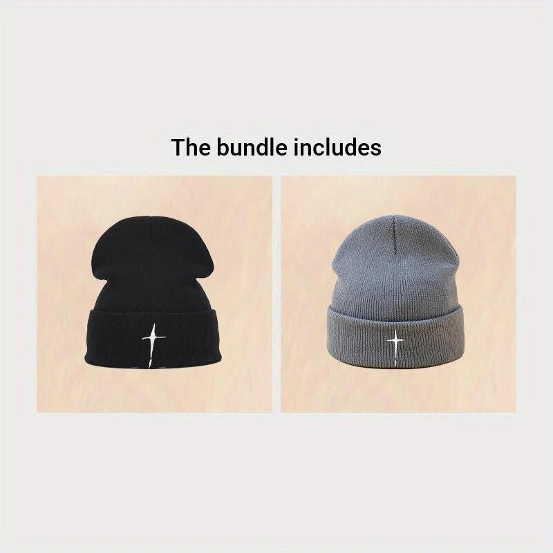 Winter  Beanie Hat For Men And Women Fashion Embroidered Knitted Hat Street Style Hip Hop Hat Outdoor Warm Skiing Hat