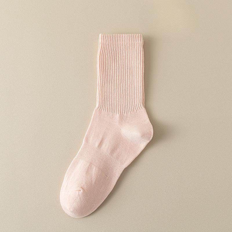 Female Autumn and Winter Solid Color Candy Color Waist Waist Sports High Tube Elastic Breathable Tube Cotton Socks