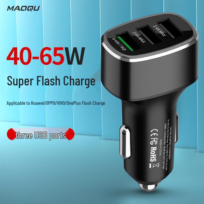 Multi-Device Car Charger: Compatible with Huawei 40W, OPPO, OnePlus Flash Charge, and QC3 Fast Charging Protocols.