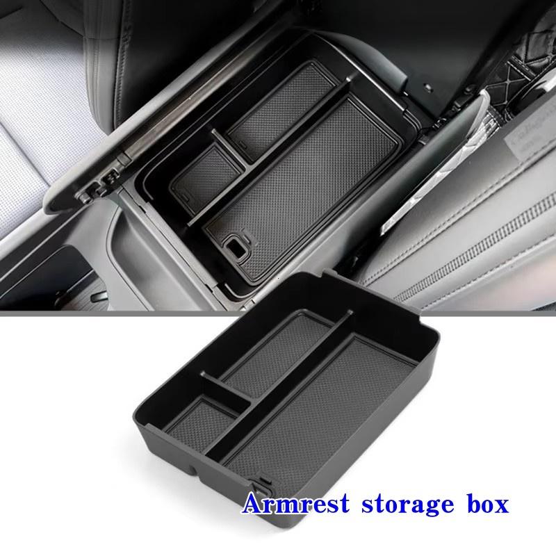 For Hyundai Santa Fe 2024 2025 Black Armrest Storage Box Cup Holder Anti Dirt Pad Organizer Tidying Car Interior Accessories