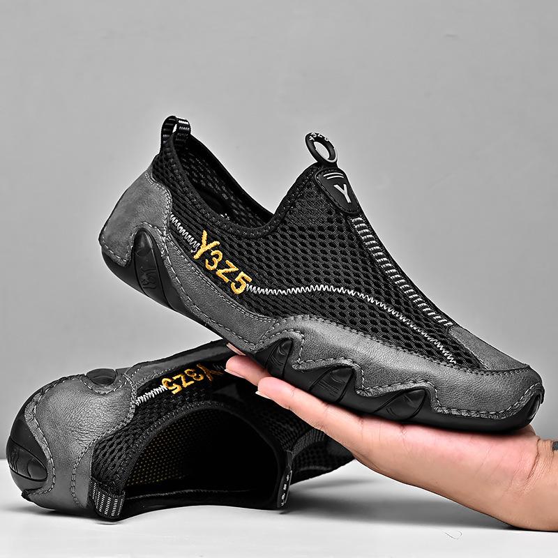 

Mesh shoes men s 2021 summer breathable mesh Korean version of trendy sports and leisure shoes lightweight soft-soled octopus men s shoes tide 44 серый