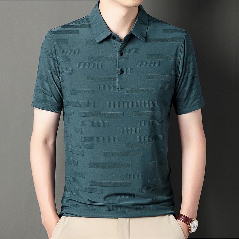 

Half-sleeved Men s Business Middle-aged Polo Shirt Loose Breathable Lapel 4XL