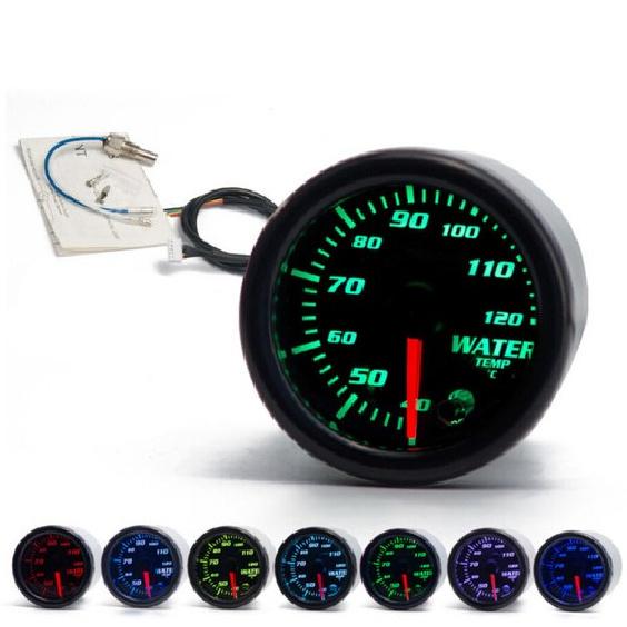 7 Colors Backlight Universal Water Coolant Temperature Temp Gauge 12V 2 /52mm