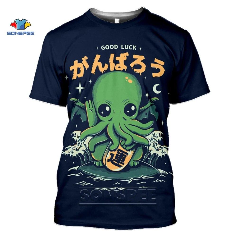 Camiseta con estampado 3D de Cthulhu y Lovecraft, camiseta Miskatonic para hombres, camiseta divertida con cuello redondo de llamada de Cthulhu, Top de verano para mujeres