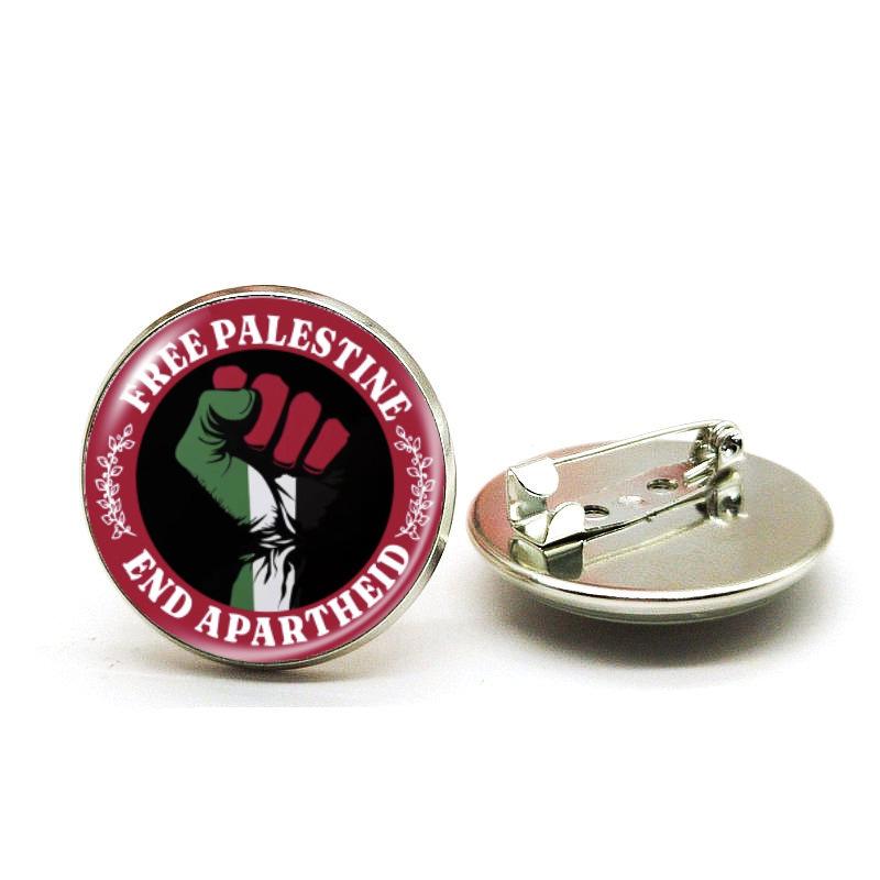 Cross Palestine Flag Peace Gem Alloy Brooch