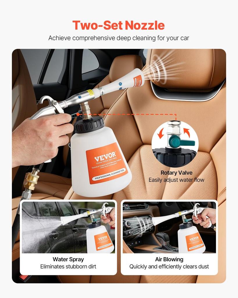 Car Cleaning Gun 6-9.2Bar High-Pressure Air Blow Gun 1L Liquid Bottle