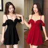 Autumn New Sexy Celebrity Fashion Temperament Sexy Ruffle Edge Waist Suspender Big Swing Dress