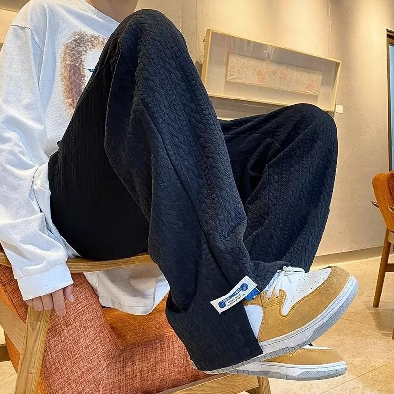 

Men s Spring and Fall Loose Casual Sweatpants Youth Tie Drawstring Slightly Elastic Straight Pants M