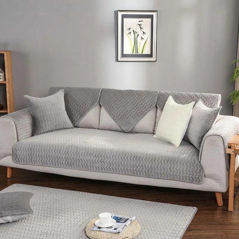 Short Plush Non-slip Sectional Sofa Towel Soft Thick Comfortable Crystal Velvet Sofa Cover  Winter Warm Sofa Mat for Living Room