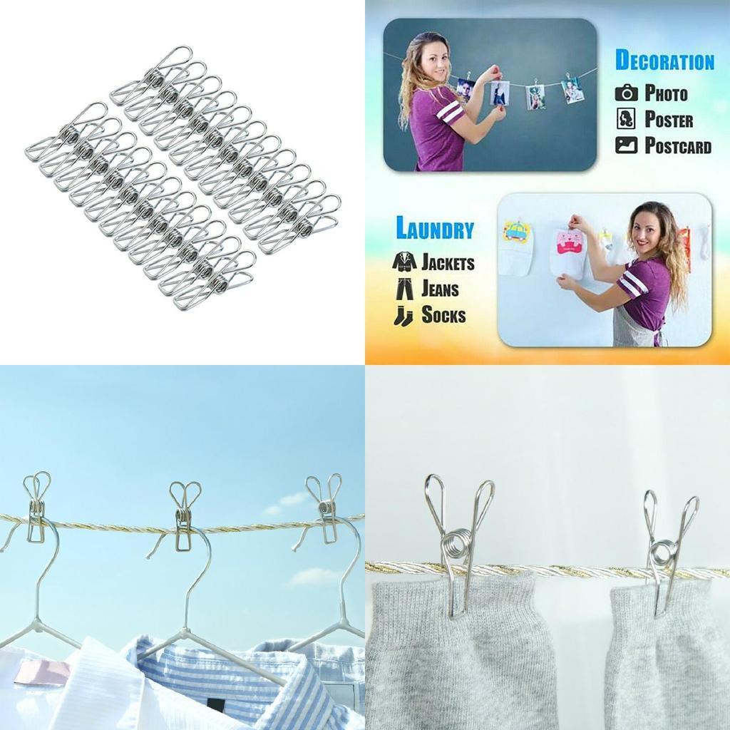 Versatile And Reliable 20x Stainless Steel Clothes Pegs With Unique Arc Design For Easy Handling And Storage