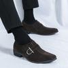 Fashion Brand Men's Pointed Suede Loafers Fashionable Korean Style Slip-on  Buckle Leather Shoes Commuting Business Casual Leather Shoes