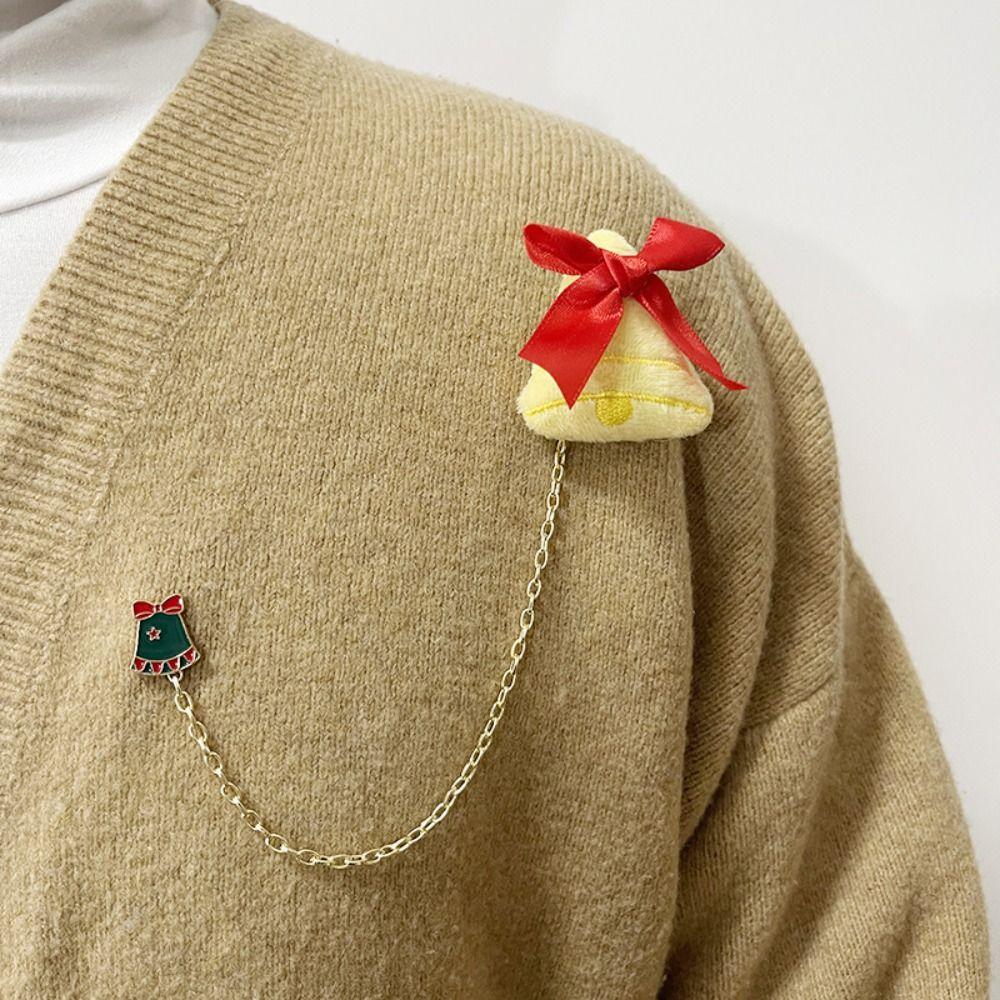 Snowman Elk Plush Chain Brooch Santa Claus Clothes Badge Pins Fashion Christmas Brooch  Xmas Gifts