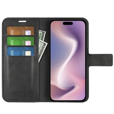 For iPhone 16 Pro Max Case Calf Texture PU Leather Folio Flip Wallet Phone Cover