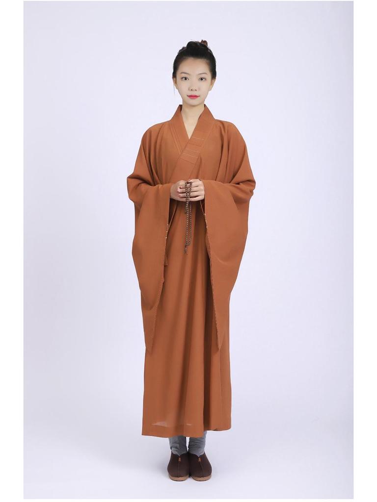 Haiqing Zen Monk Robe - Unisex, Linen, Coffee Color, All-Seasons Meditation Coat