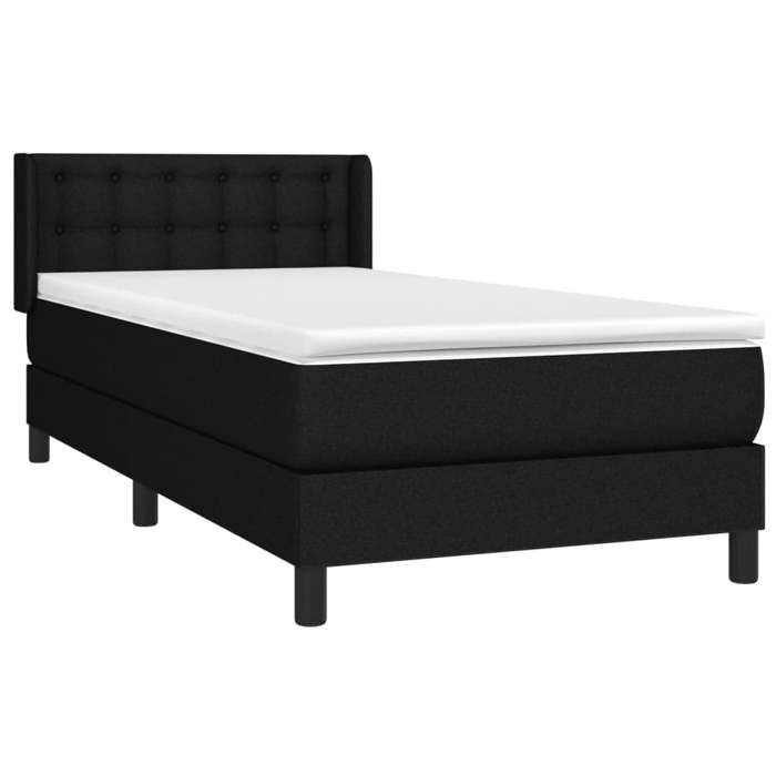 3129987 vidaXL Lit à sommier tapissier et matelas Noir 80x200 cm Tissu