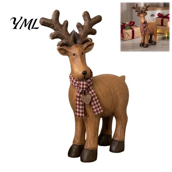 Decorative Elk Statues for Cabin Rustic Ornament, Handcrafted Resin Deer Figurine, Unique Housewarming Gifts Animal Lovers Wildlife Sculpture
