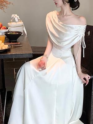 Whirlwind Annual Waist Multi-Insert A-Line Dress with French Style Ruffles, Court Hepburn Style