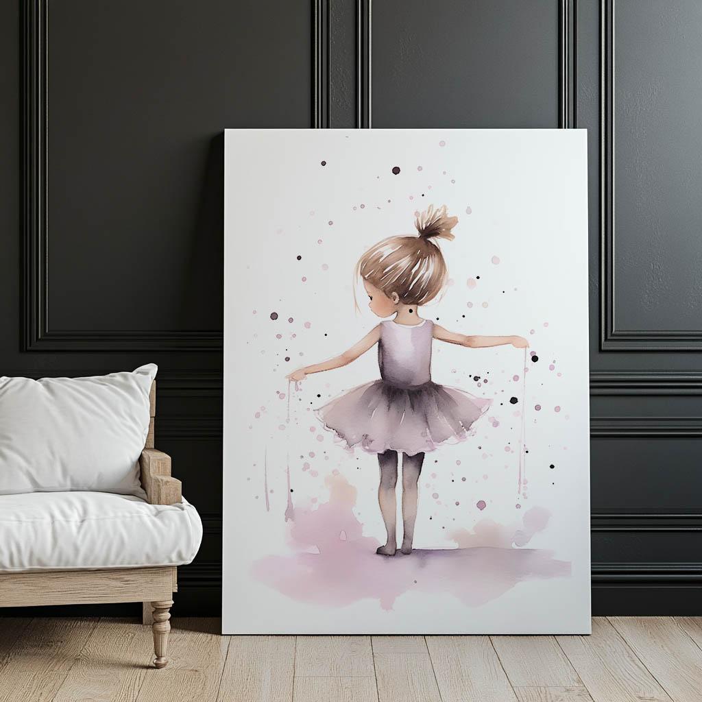Tańcząca Balerina - Różowa Magia Tańcząca Balerina - Różowa Magia, 30X40 Cm, Rama Aluminiowa Złota, Papier Matowy 230 Gsm