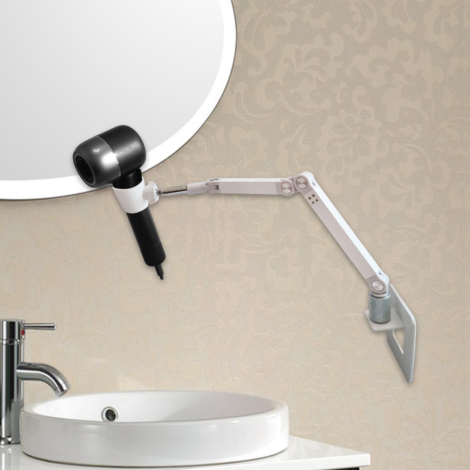 

Blow Dryer Holder Wall Mounted, Hair Dryer Rack, Tool Household Rotation Stable Adjustable Bracket for Dorm Bathroom Bedroom