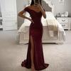 Women's Sequin Prom Dress with Slit Sparkly Off Shoulder Gown Formal Mermaid Evening Party Maxi Dress