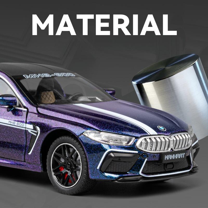 1:24 BMW M8 High Simulation Alloy Car Model Sound and Light Pull Back Die Cast Children's Toy Collectibles Birthday gift