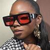 Large Frame Square Sunglasses, New European and American Simple Concave Sunglasses, Fashion Trend Sunglasses