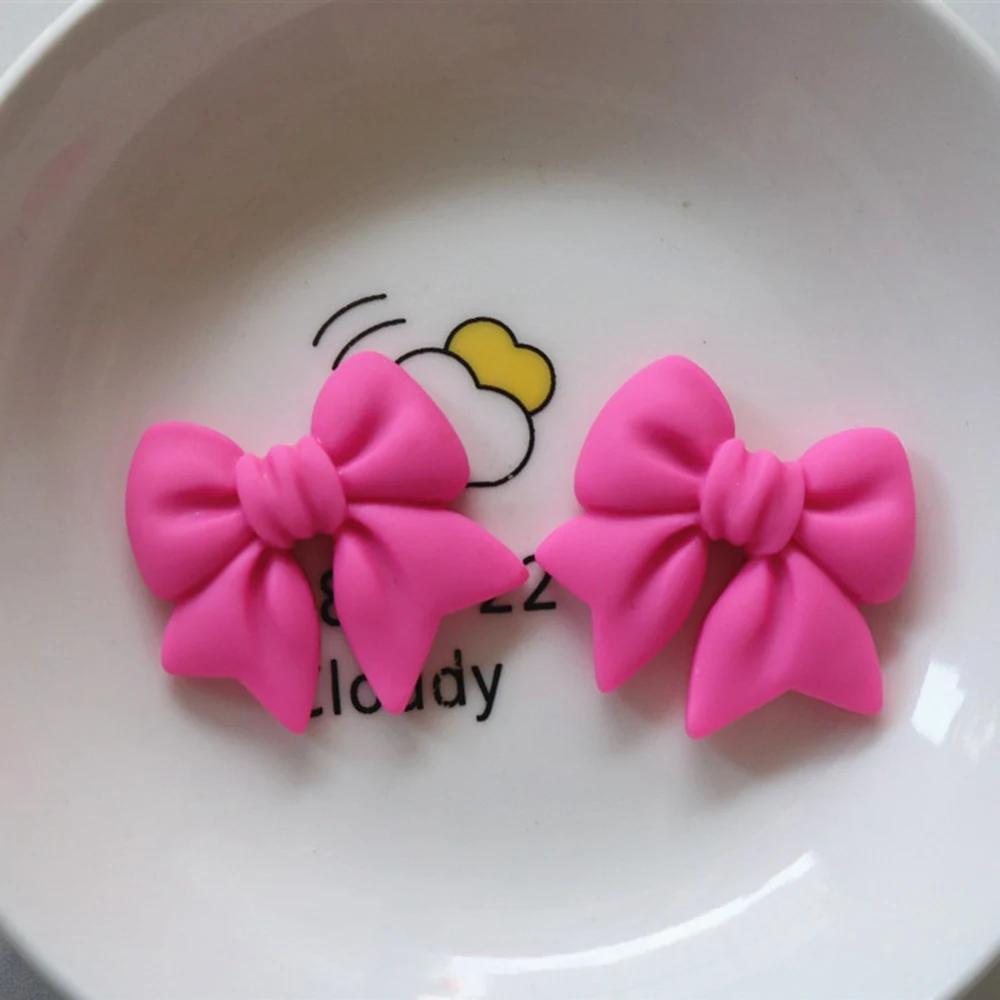 10PCS Cartoon Colorful Bow Resin Decoration Crafts Flatback Cabochon Scrapbooking Fit Phone Decor Embellishments DIY Accessories