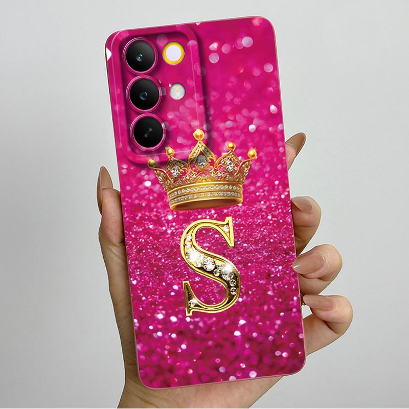 For Realme C85 Pro 2025 Crown Initial Letter Couple Phone Case RealmeC85 Pro 4G RMX5555 Soft Silicone TPU Lens Protective Casing