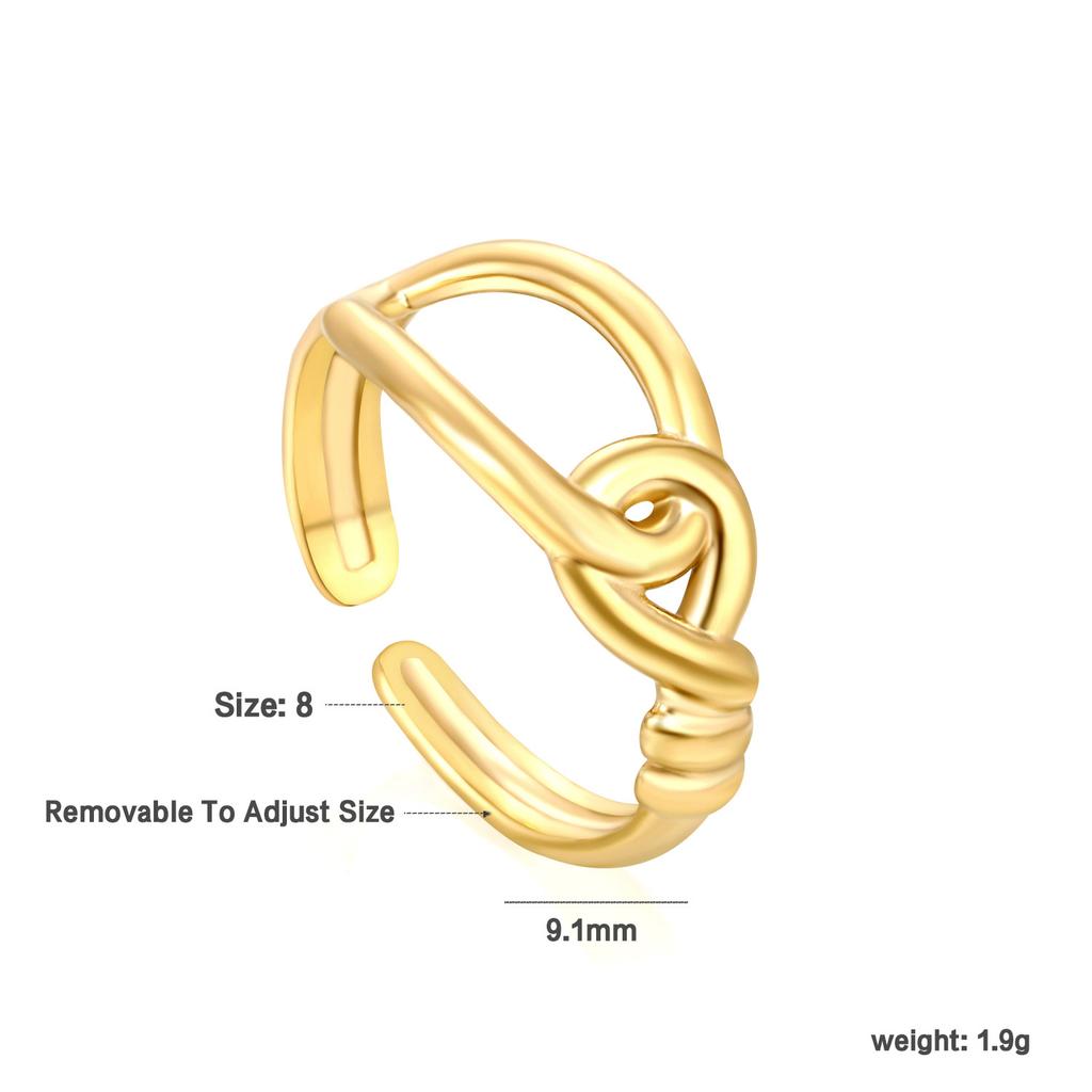 Fashion Hollow Geometric Adjustable Open Ring High-End Gold Tone Ring