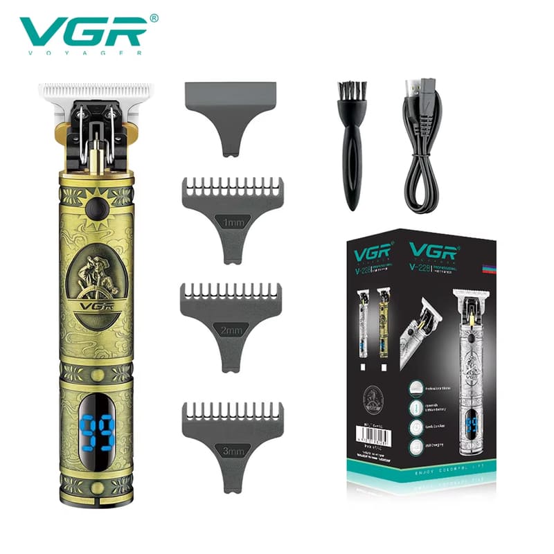 

VGR-228 Professional Hair Clipper Full Metal Body LCD Digital Display Retro Oil Head Electric Hair Clipper T9 Carving Hair Clipper Skin-friendly