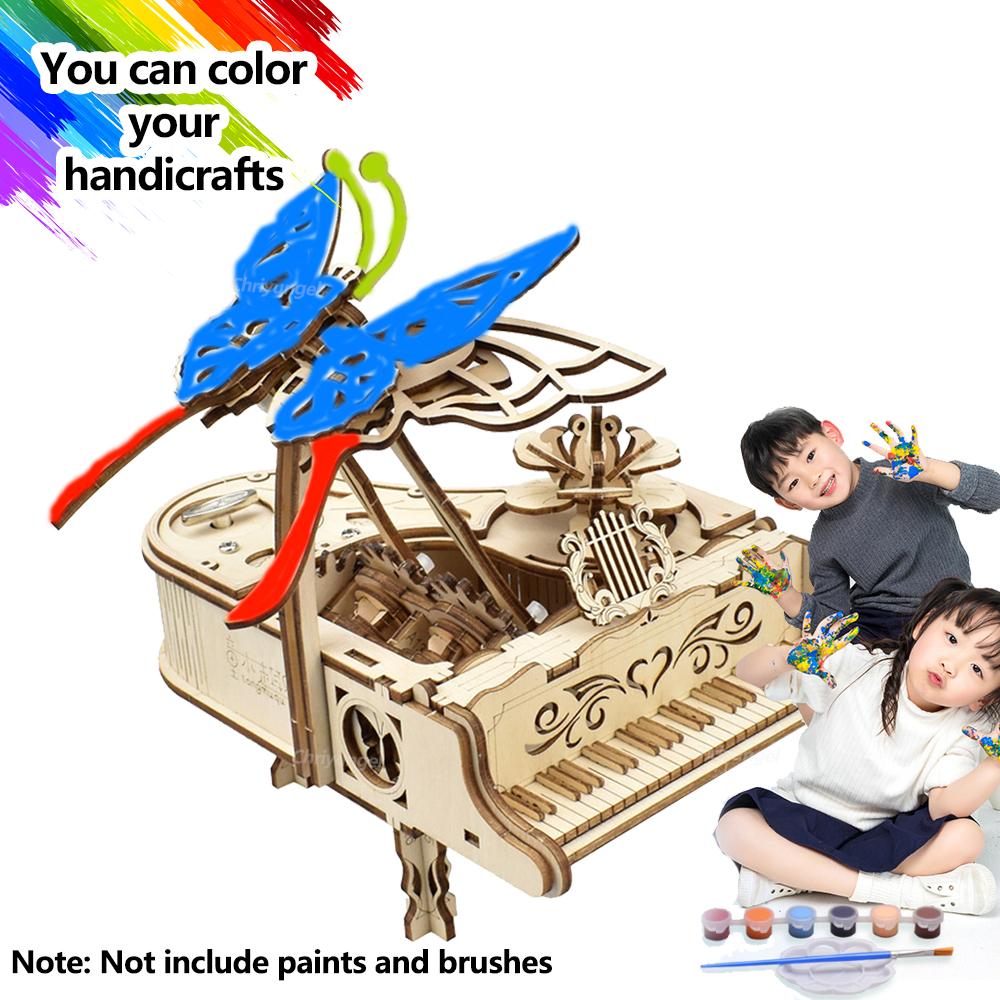 3D Wooden Puzzle Music Box Piano Model Kit DIY Assembly Musical Instrument Building Kits Home Decor Crafts Gift for Adults Kids