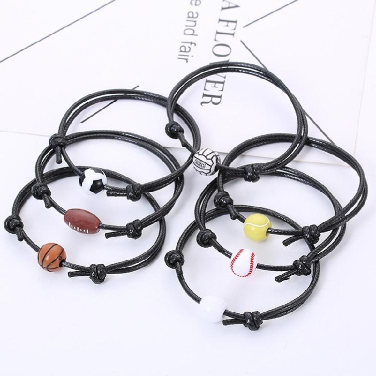 Football Cord Braided Rope Bracelet with Charm for Girl Women Men Teens