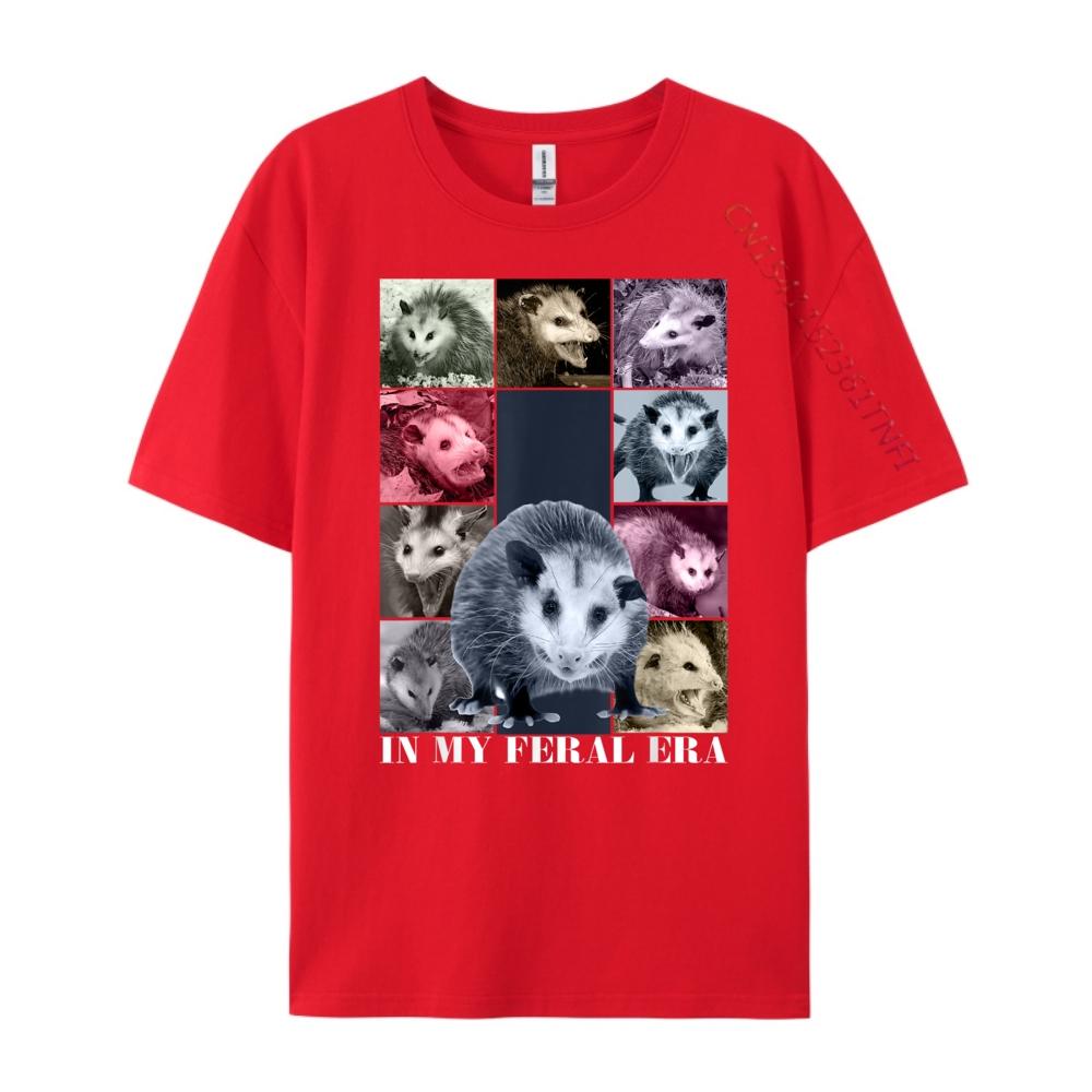 In My Feral Era Funny Opossum Meme Possum Blue And White Graphic T Shirts Autumn  Shirts For Men T Shirts Crazy S