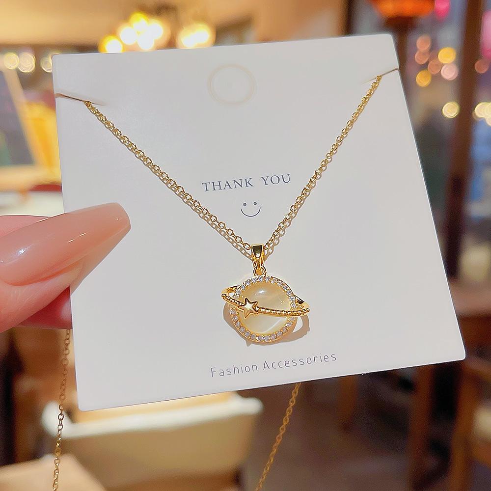 

Exquisite 2025 Titanium Steel Planet Pendant Choker Necklace for Women