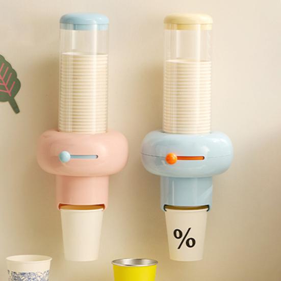 Paper Cup Holder Dust-Proof Transparent Cover Large Capacity Dispenser with Disposal Cups Portable Paper Cup Storage Container