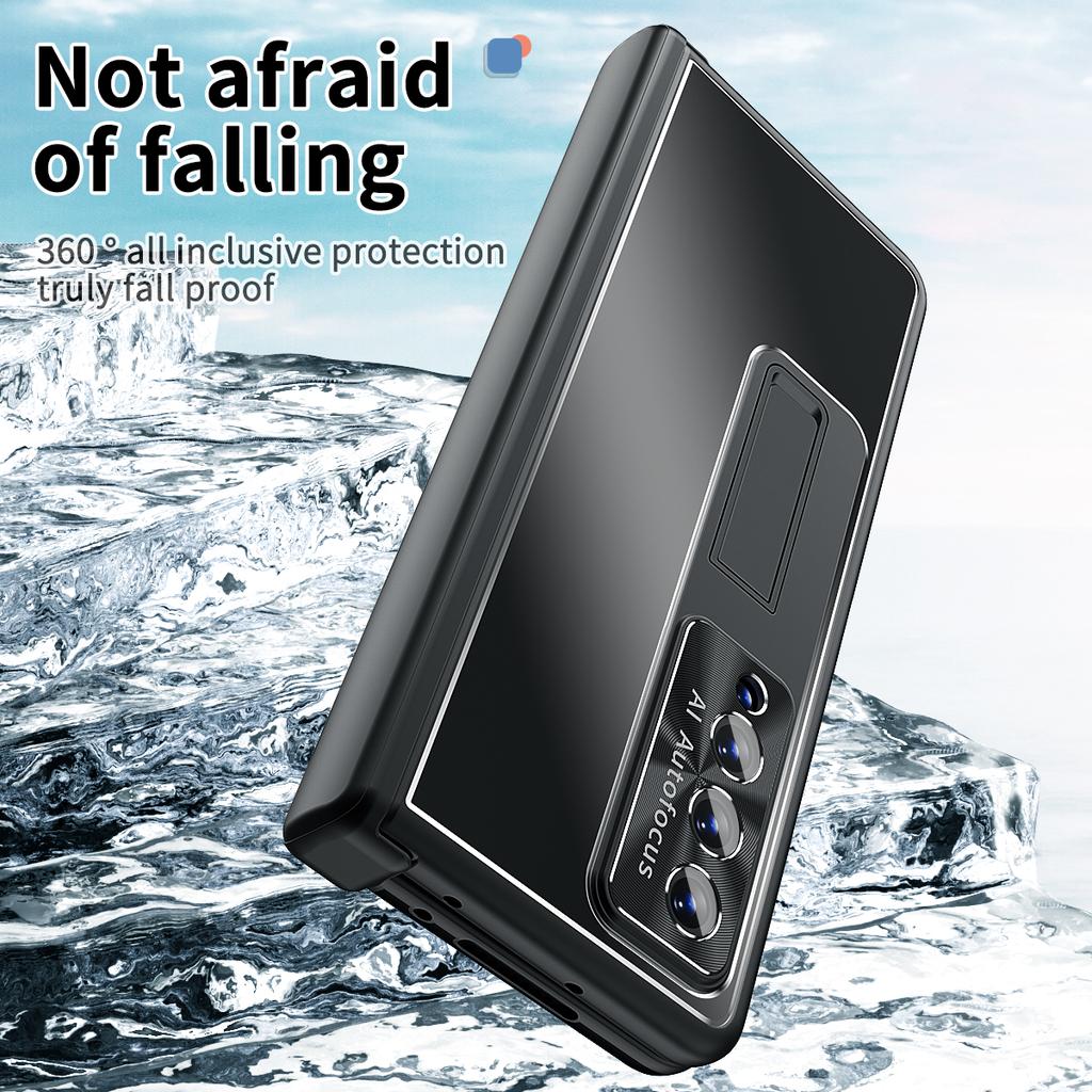 Luxury Aluminum Full Protection Case For Samsung Galaxy Z Fold 4 5g Fold4 Fold3 Fold 3 Tempered Glass Kickstand Cover Funda