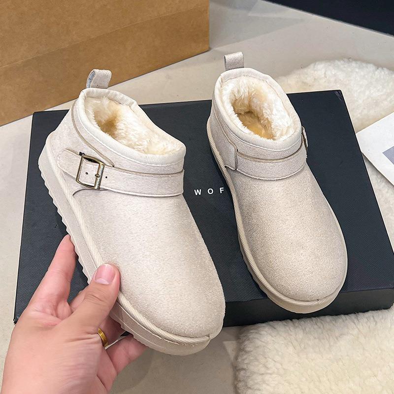 

женские зимние ботинки на толстой подошве, новые, зимние, с меховой подкладкой, теплые хлопковые туфли, нескользящая верхняя одежда, бархатные короткие ботинки 44