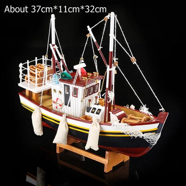 

Exquisite Wooden Fishing Smack Miniature Wood Fishing Boat Scale Model Marine Decor Gift Craft Ornament Accessories Furnishing M
