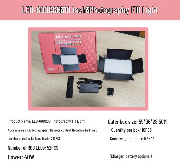 Lumină LED Pătrată de Umplere cu Patru Panouri pentru Fotografie, pentru Portrete de Interior/Exterior și Transmisiuni Live