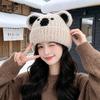 Cute Cartoon Koala Hat Women's Winter Velvet Warm Ear Protection Pullover Hat Fashion Knitted Wool Hat