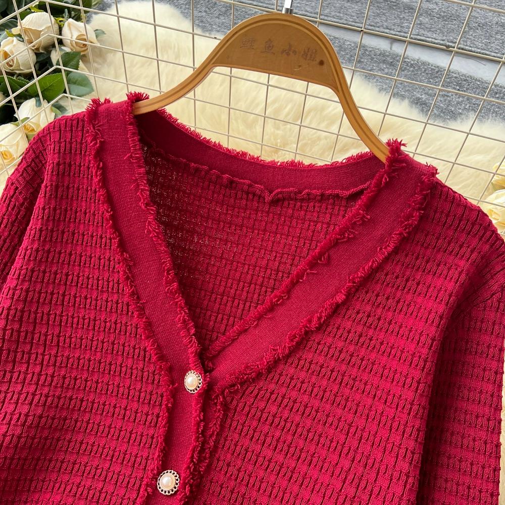 Autumn Winter Women Knitted Sweater Two Piece Set Full Sleeve V-neck Cardigans Coat and Long Midi A-line Skirt Outfits