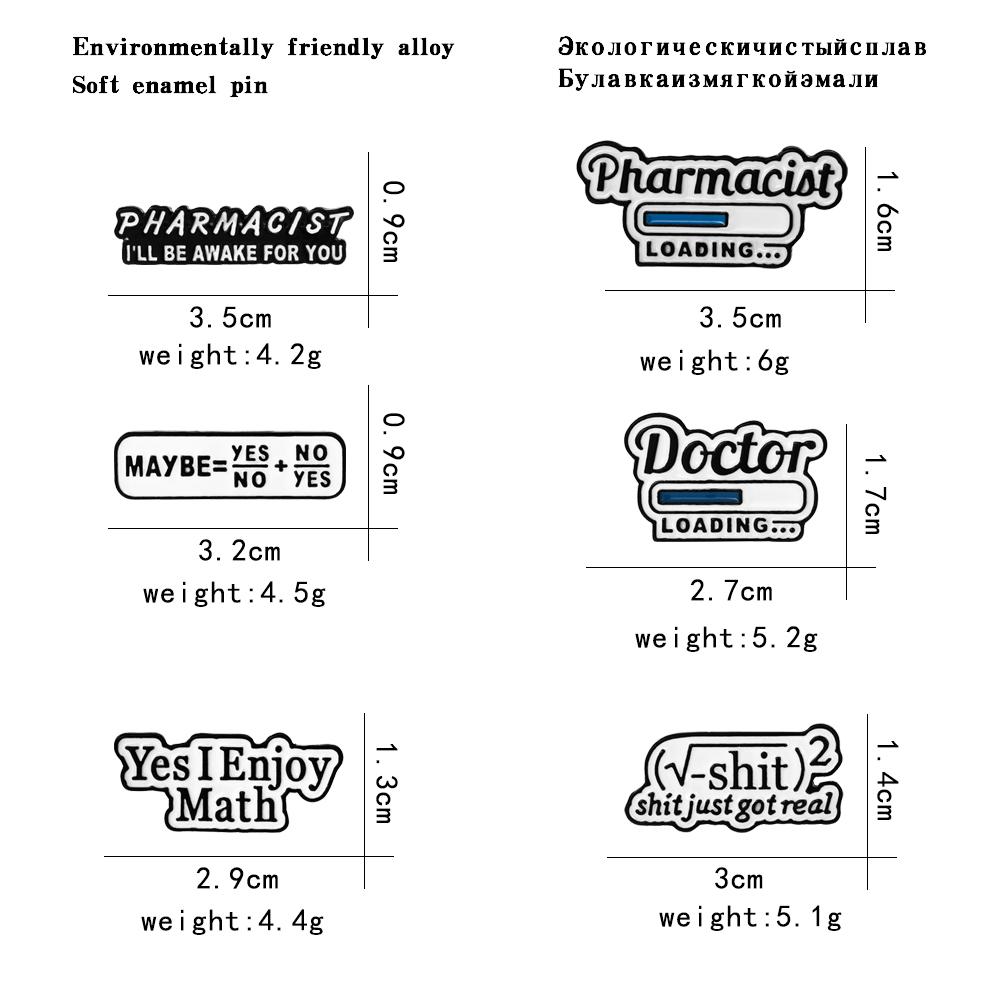 Funny Letter Formula Design Enamel Brooches Pharmagist I'll Be Awake For You Yes I Enjoy Math Pins Back To School Badge