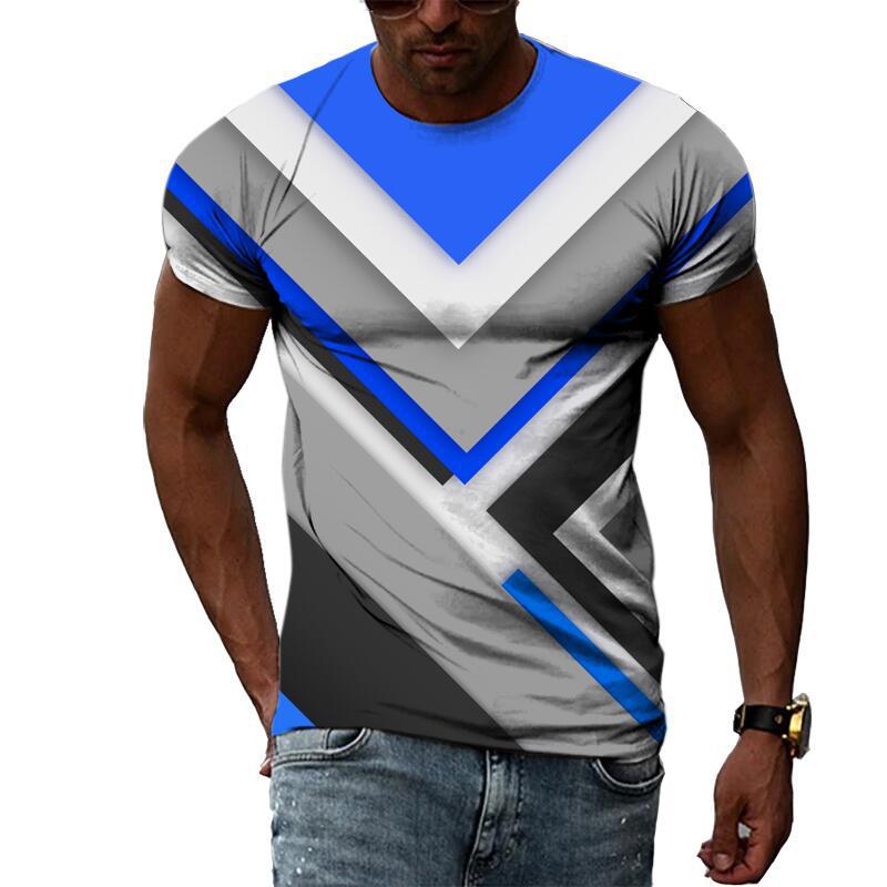 Summer Men's 3D Printed Crew Neck T-Shirt Fashion Versatile Breathable Trend Casual