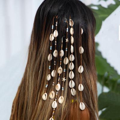 Festival Haarverlängerung Muschelperlenstränge Wasserdichte Beschichtung Boho Meerjungfrau Kern Dreadlock Schmuck für Zöpfe