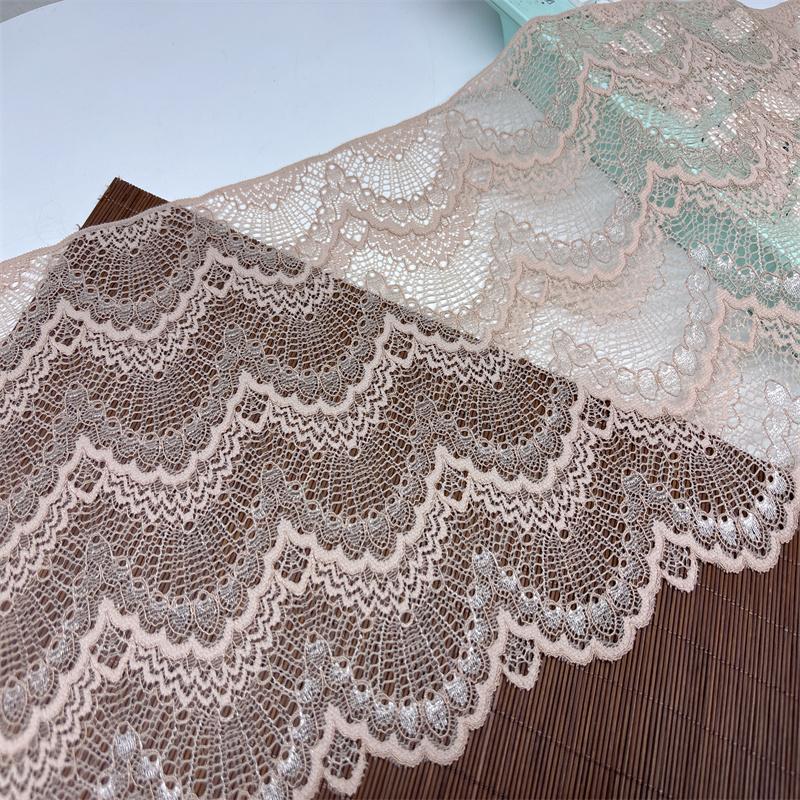 22.5cm Wide Beige Spandex Lace, DIY Sewing Vintage Stretch Lace Trim for Wedding, Lingerie, Bra, Underwear, Dress, Garment, Home Decor, Crafting