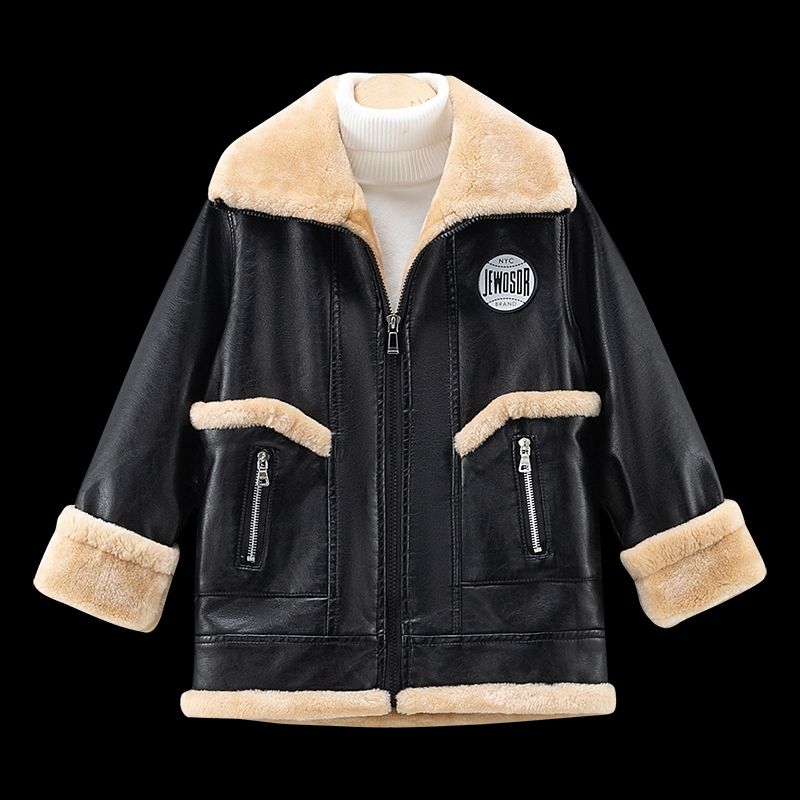 Boys' Leather Jackets for Fall/Winter: Children's Fleece-Lined, Thickened Leather Jackets