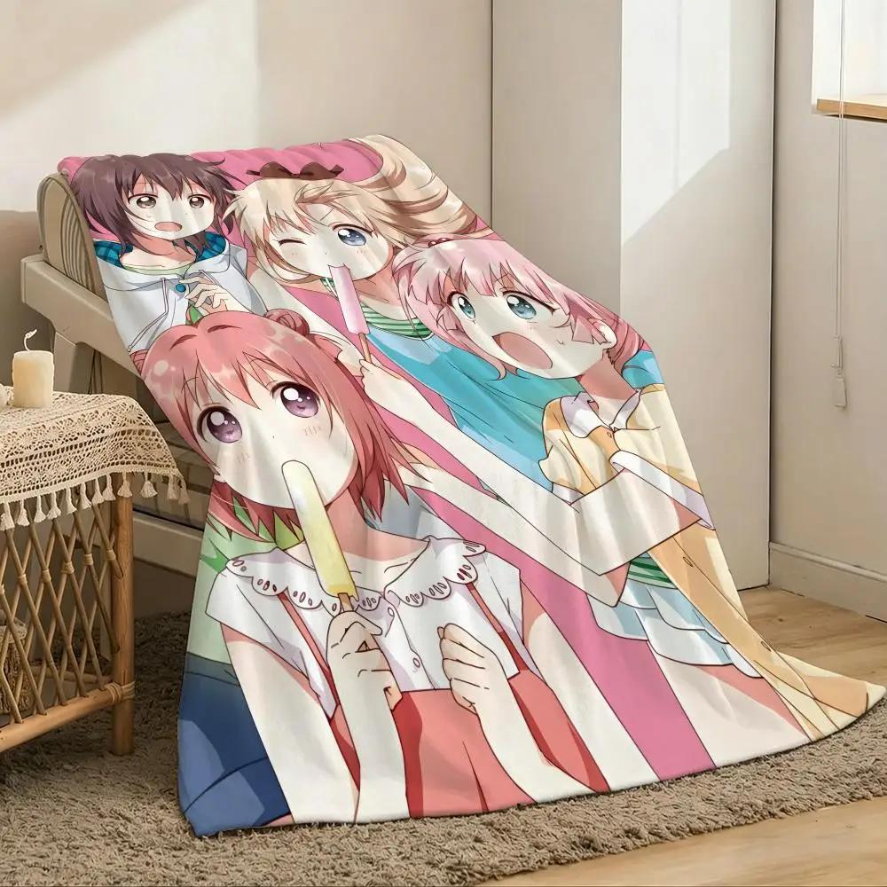 Anime Yuru Yuri Throw Lightweight 240g Flannel Blanket Soft Skin-friendly for Summer Cooling 75X95CM