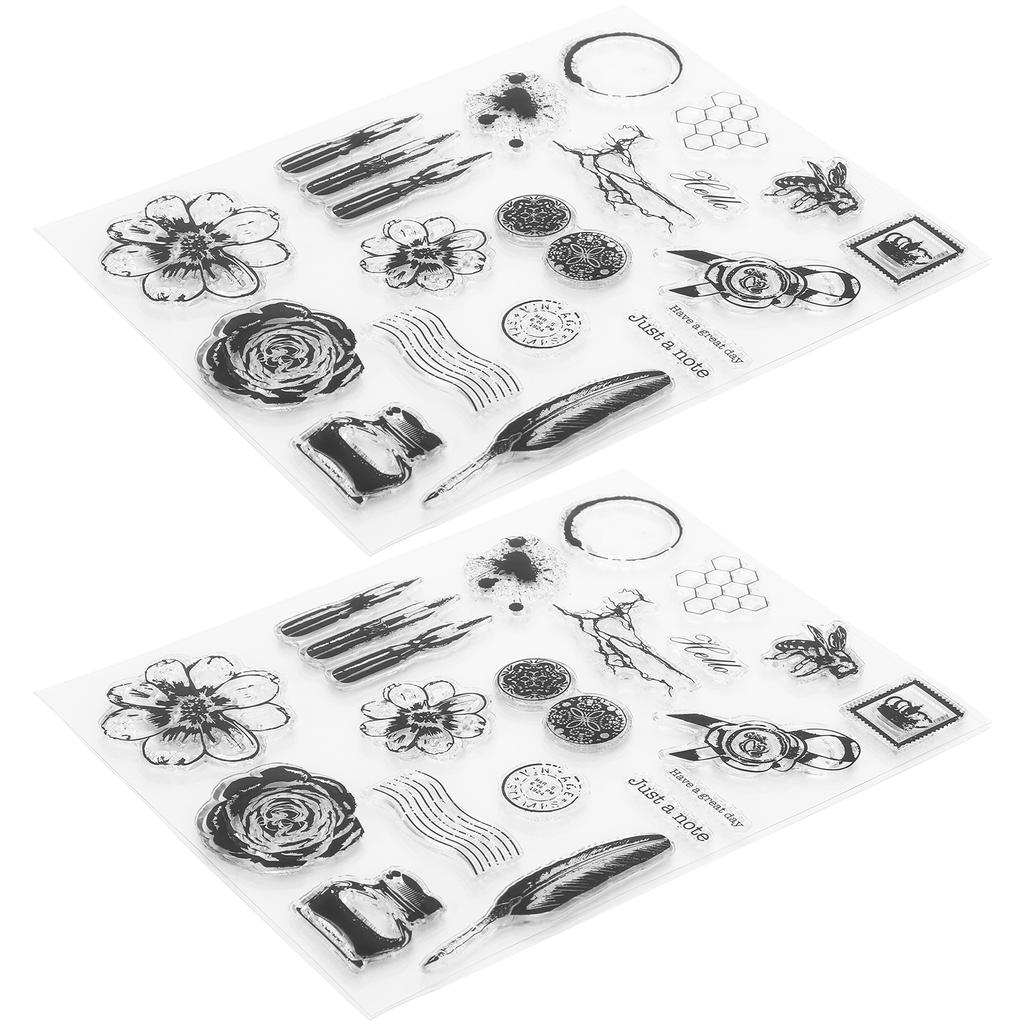 2 Set Vintage Clear Stamp Card Making DIY Scrapbooking Transparent Craft Modifications